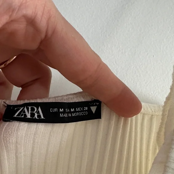 Zara Cream Ribbed Top - Picture 2 of 4